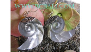Exotic Carved Shells Earrings Silver